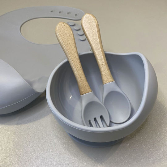 Baby Donkey Feeding Set Made of Plastic with Anti-Slip Base Gray 4pcs