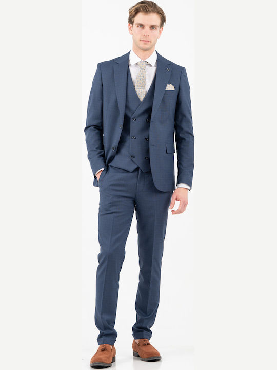 Men's Suit with Vest Blue