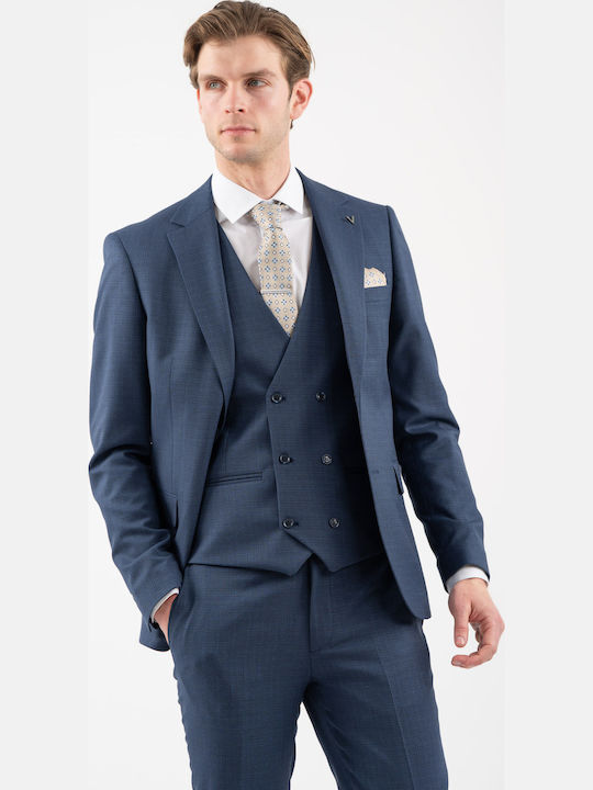 Men's Suit with Vest Blue
