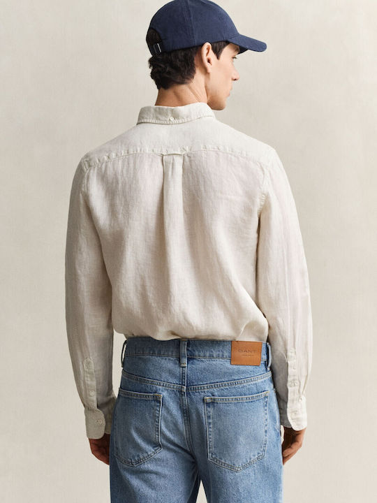 Gant Reg Leinen Herrenhemd Beige Gant Reg Leinen Herrenhemd Beige