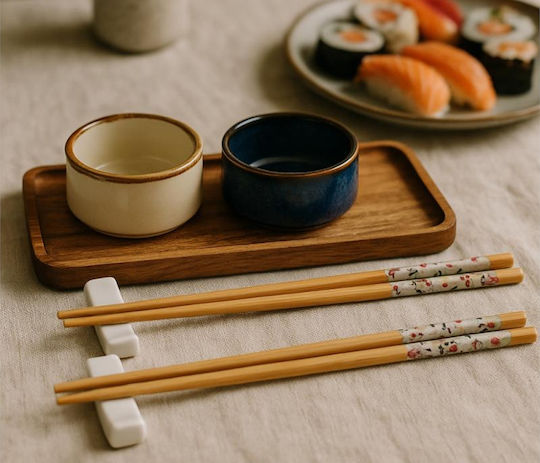 Excellent Houseware Плато За Сервиране За Суши Дървено 9 Броя