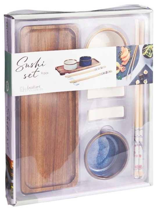 Excellent Houseware Serving Platter for Sushi Wooden 9 Pieces