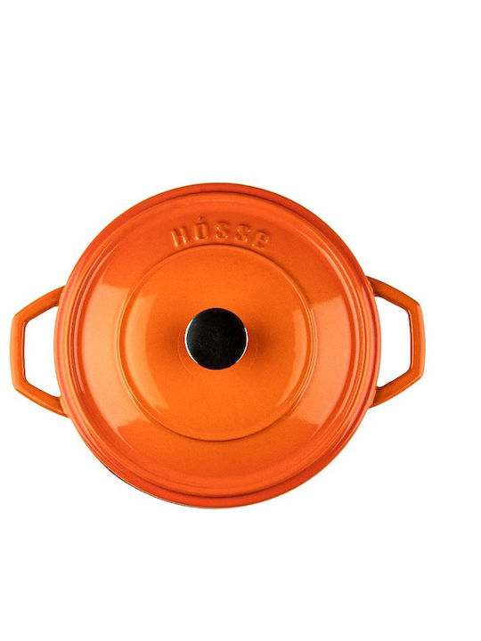Hosse Deep Cast Iron Pot 0.765lt / 12cm Orange