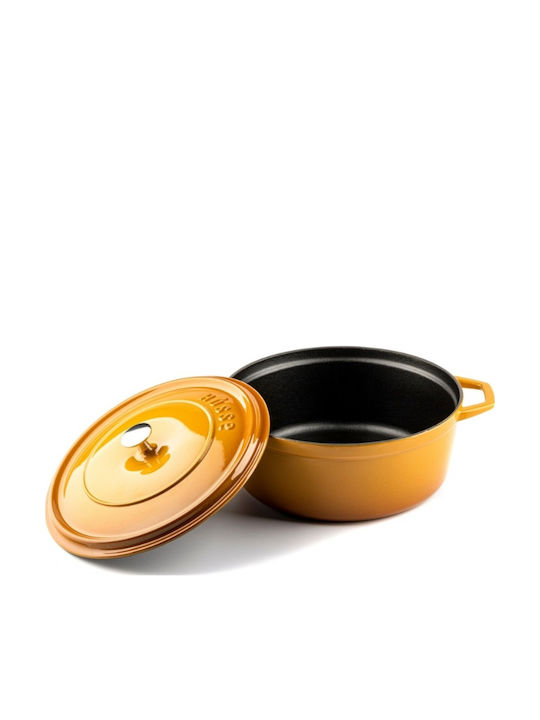 Hosse Deep Cast Iron Pot 6.1lt / 28cm Yellow