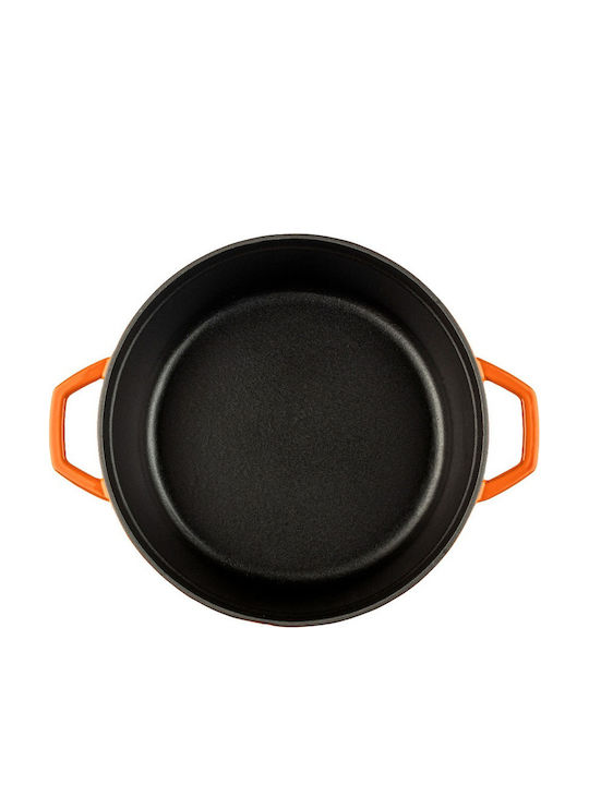 Hosse Deep Cast Iron Pot 6.1lt 28cm Orange