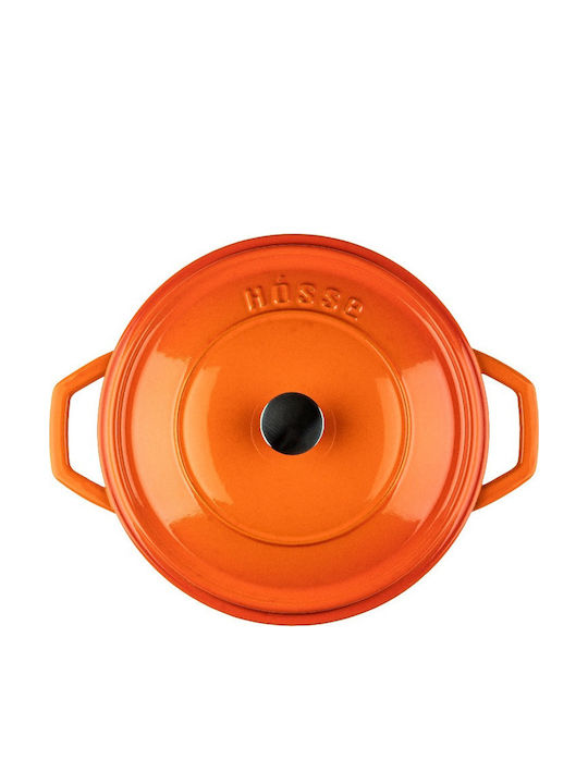 Hosse Deep Cast Iron Pot 4.4l 24cm Orange