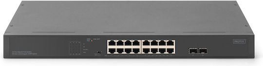 Digitus DN-95347-2 Unmanaged L2 PoE+ Switch With 16 Gigabit (1Gbps) Ethernet Ports And 2 SFP Ports