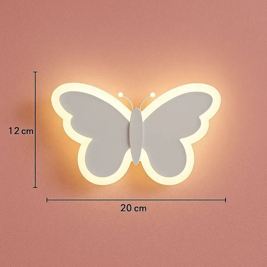 Διακοσμητικό Απλίκα Butterfly Λευκό Με Led 3 Χρωμάτων 20x12cm