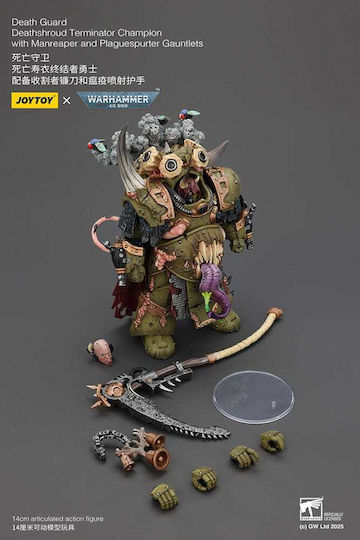 Warhammer 40k Action Figure 1/18 Death Guard Deathshroud Terminator Champion Manreaper Plaguespurter Gauntlets 14 Cm