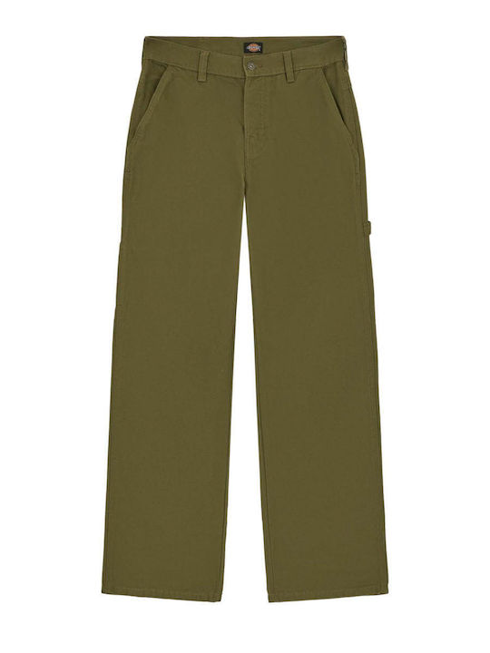 Canvas Carpenter Trousers in Loose Fit Khaki
