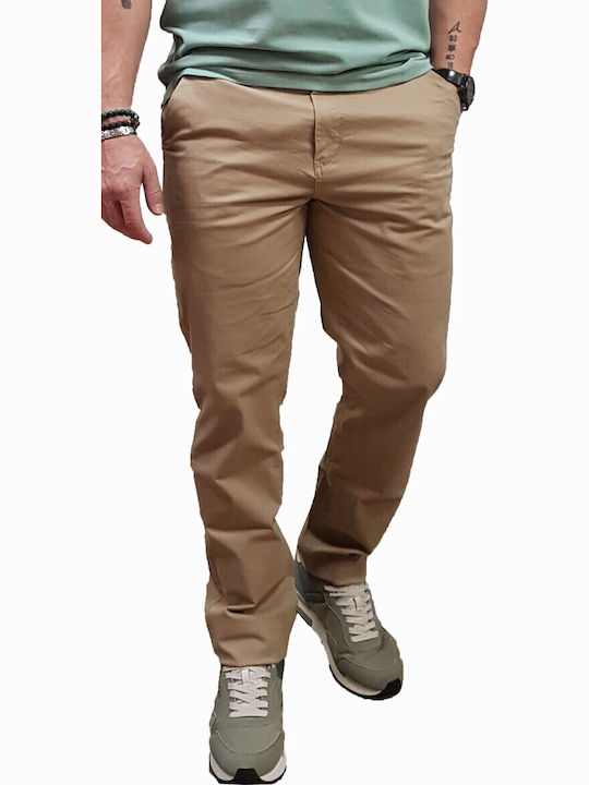 Pantaloni Chino Elastic Slim Fit Bej