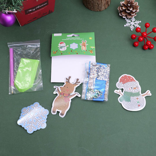 Diy Christmas Series Stickers with Rhinestones Snowmen 3 Pieces