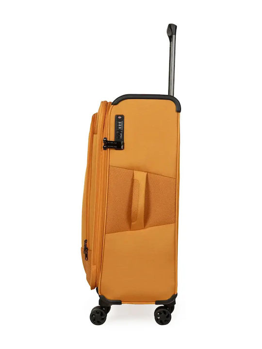 Newcom Medium Fabric Orange Travel Suitcase with 4 Wheels Height 60cm