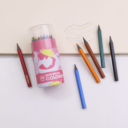 Yoyoso Custom Pink Series Coloured Pencils Cylindrical Box 24 Colours