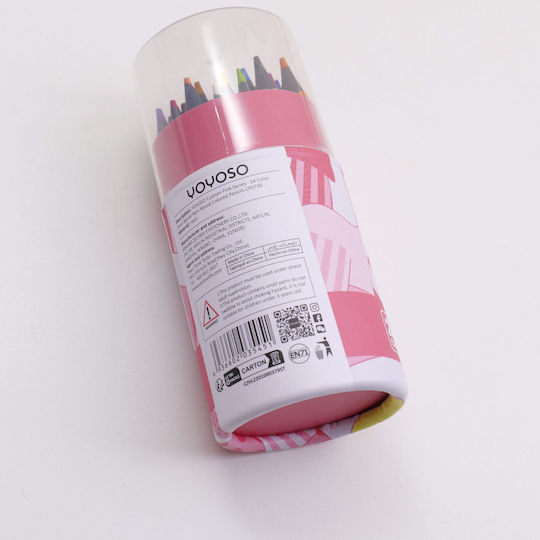 Yoyoso Custom Pink Series Coloured Pencils Cylindrical Box 24 Colours