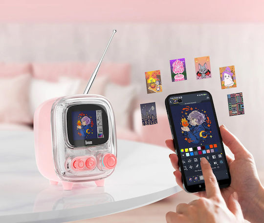 Divoom Tivoo 2 Ηχείο Bluetooth 5W με Ραδιόφωνο και Διάρκεια Μπαταρίας έως 8 ώρες Ροζ