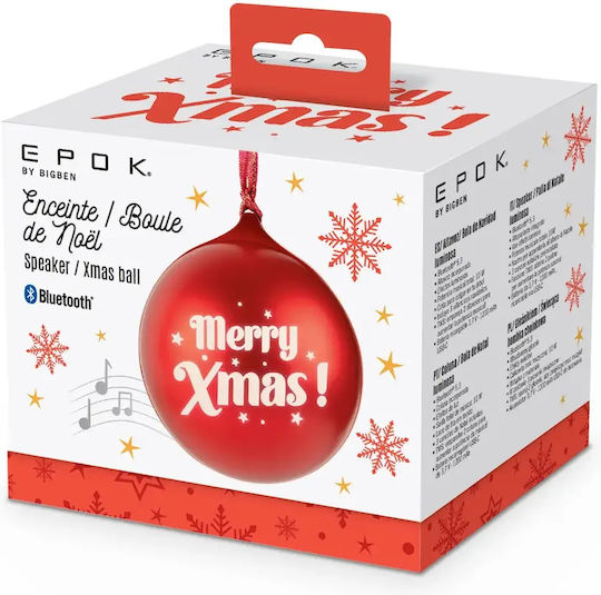 Bigben Interactive Christmas Bauble Bluetooth Speaker 3W with Battery Life up to 4 Hours Red