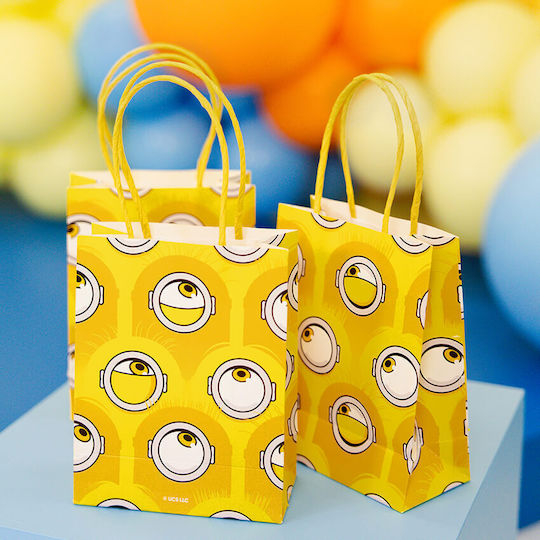 PartyDeco Paper Gift Bag with Minions Theme Yellow 12x6x15.5cm 6 Pieces