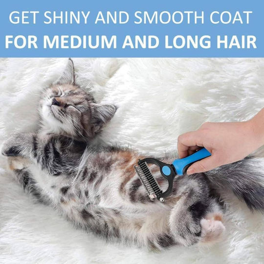 Brush for Long-Haired Dogs Double Sided for Coat Cleaning Blue