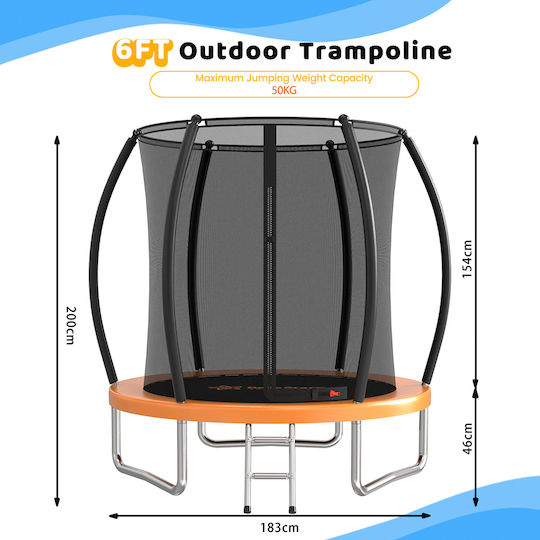 Bebe Stars Trampolin Für Draußen Mit Durchmesser 185cm Mit Netz Und Leiter
