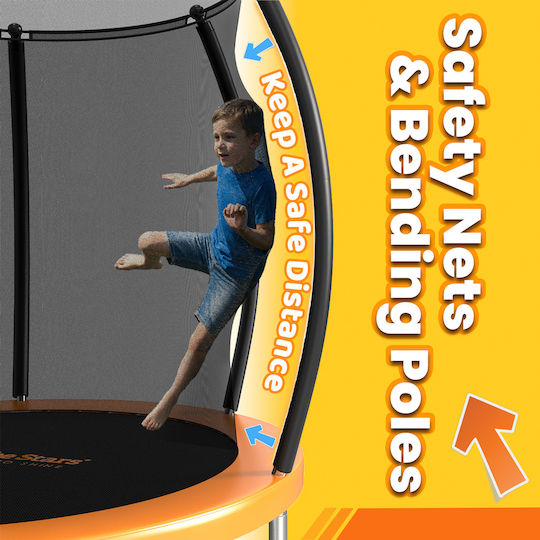 Bebe Stars Trampolin Für Draußen Mit Durchmesser 185cm Mit Netz Und Leiter