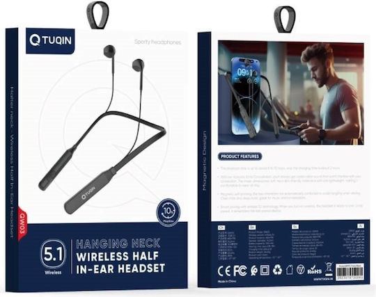 Tuqin QW03 In-ear Bluetooth Handsfree Ακουστικά με Αντοχή στον Ιδρώτα Μαύρα