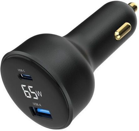 Gembird Автомобилно Зарядно Устройство 65W 3A с Портове 2xUSB-A 1xType-C Черен Цвят