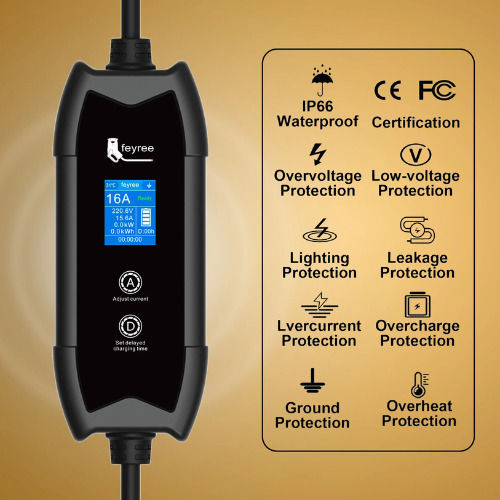 Feyree Φορητός Μονοφασικός Σταθμός Φόρτισης 3.5kW με Ενσωματωμένο Καλώδιο Type 2