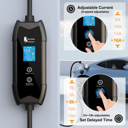 Feyree Φορητός Μονοφασικός Σταθμός Φόρτισης 3.5kW με Ενσωματωμένο Καλώδιο Type 2