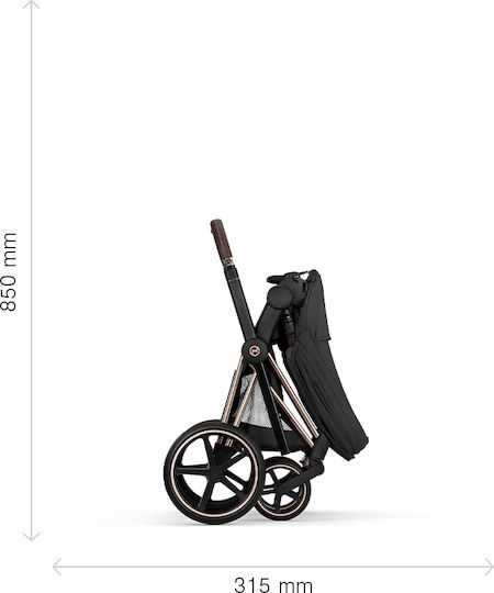 Cybex Priam Comfort Ρυθμιζόμενο Καρότσι 2 σε 1 Kατάλληλο για Nεογέννητο Sepia Black / Rosegold 12.9kg