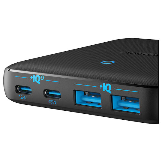 Anker mit 3 USB-A Anschlüssen und USB-C Anschluss 65W Stromlieferung Schwarz (PowerPort Atom)