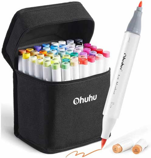 Ohuhu Honolulu B Brush & Fine 48 Mehrfarbige Zeichenstifte Grundfarben