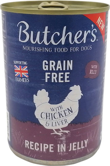 Butcher's Pet Care Wet Dog Food in Cans with Chicken and Liver Gluten Free 400g