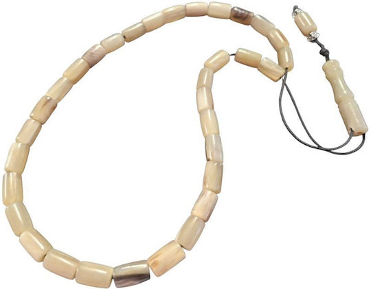 Horn Worry Beads with 33 Beads Katsikas Beige 1.4cm