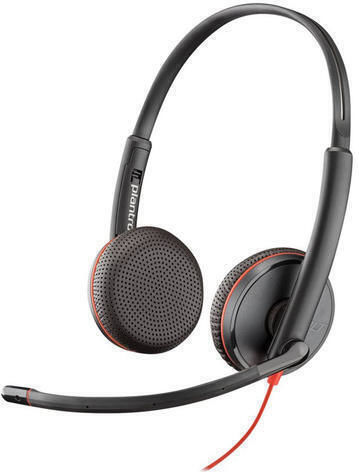 Poly Blackwire 3325-M На ушите Мултимедийни слушалки с микрофон и връзка 3,5 мм жак / USB-C в Червен цвят