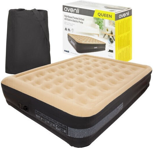 Avenli Inflatable Double Air Mattress with Integrated Electric Pump Jilong High 203x157x47cm