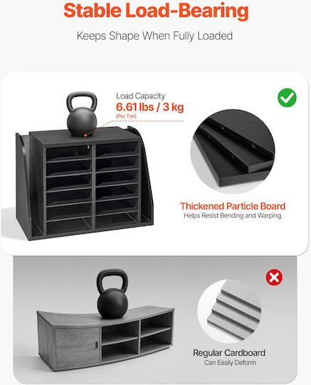 Vevor Document Organizer 12 Slots Office Side Vertical Storage Wooden Letter Divider Particle Board Desktop Office Organizer Files Documents Papers Black