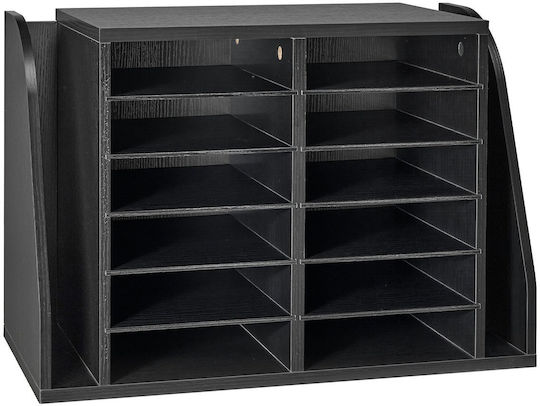 Vevor Document Organizer 12 Slots Office Side Vertical Storage Wooden Letter Divider Particle Board Desktop Office Organizer Files Documents Papers Black