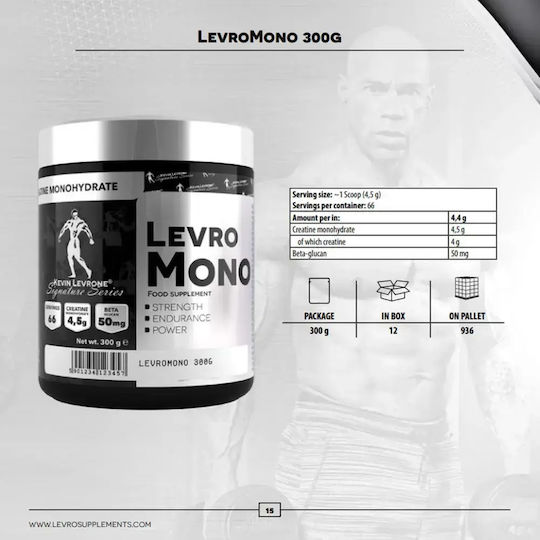 Kevin Levrone Levro Mono Monohydrate Creatine 50mg Unflavoured 300g