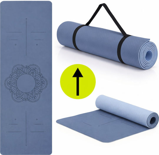 Sersimo Trainingsmatte Yoga Blau mit Tragegurt (183x61x0.6cm)
