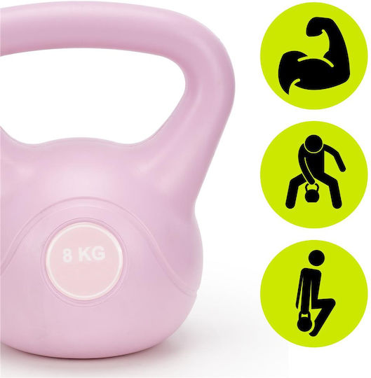 Kettlebell 8 Kg Bitum Durabil Acoperire Abs 23x24 Cm Roz