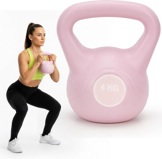 Kettlebell 4 Kg Bitum Durabil Acoperire Abs 18x21 Cm Roz