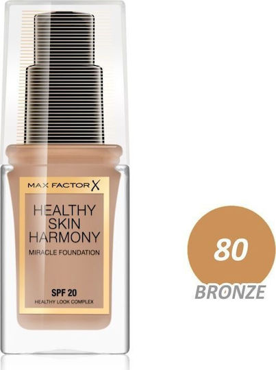 Max Factor Healthy Skin Harmony Miracle Лилаво/бяло SPF20 80 Бронз 30мл