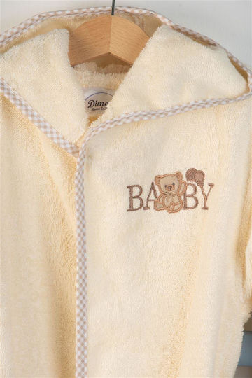 Dimcol Kids Hooded Bathrobe Baby Bear Ecru
