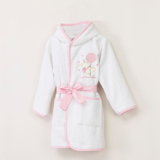 Borea Halat de Baie pentru Copii Sweet Dreams White / Ciel cu Glugă