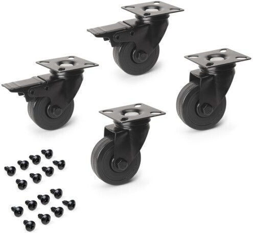 Emuca Furniture Wheel made of Plastic in Black Color 5cm 4pcs