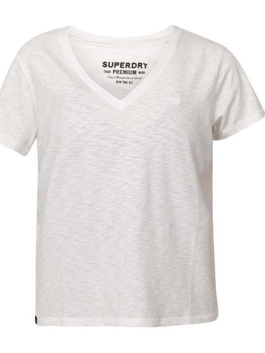 D1 Stud Studios Slub Emb Vee Women's T-shirt White