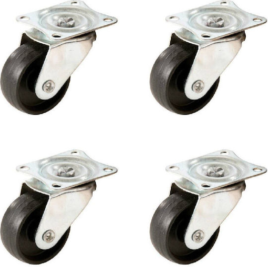 Logios Roata de mobilier din Metal în Culoare Negru 4cm 4buc