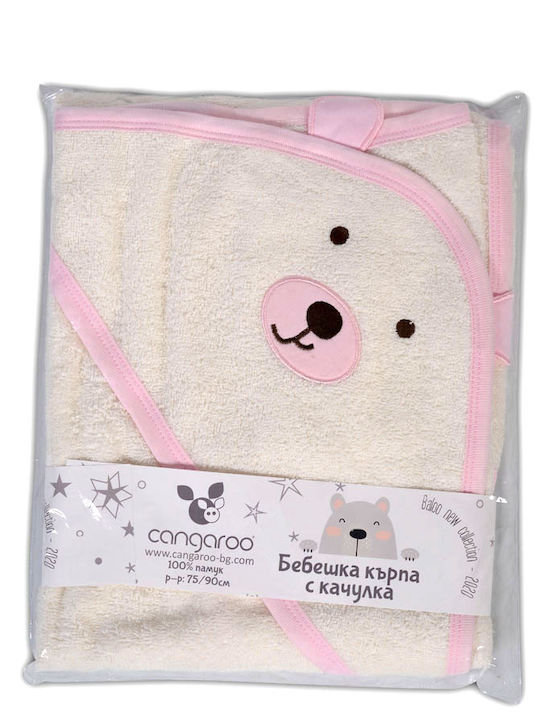 Cangaroo Baby Bath Towel-Bathrobe with Hood Baloo Pink 90x70cm