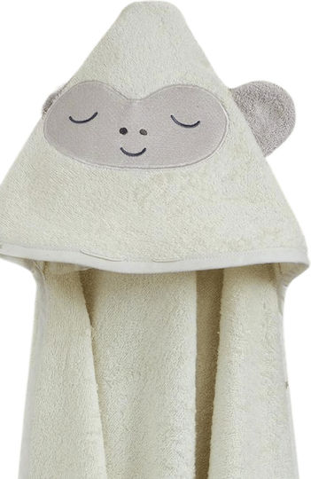 Nima Baby-Badetuch mit Kapuze Zoo Party Ecru 75x75cm